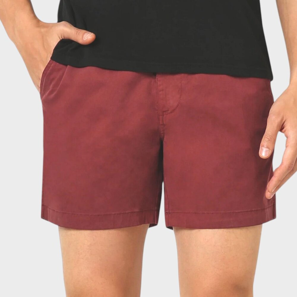 BEARBOTTOM Mens Dark Maroon Shorts Size XXL 5.5" Inseam Organic Cotton Stretch